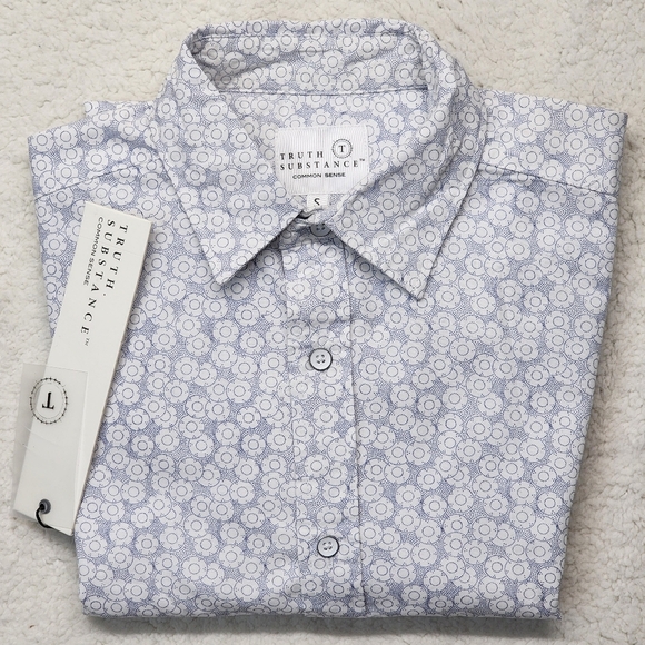Truth Substance Common Sense  Printed Long Sleeve Button Down Shirt Mens Small - Picture 1 of 11